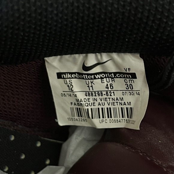 Nike Air Force 1 Low Burgundy Gold Accent Gum Bottom Mens Sneakers - Picture 8 of 9
